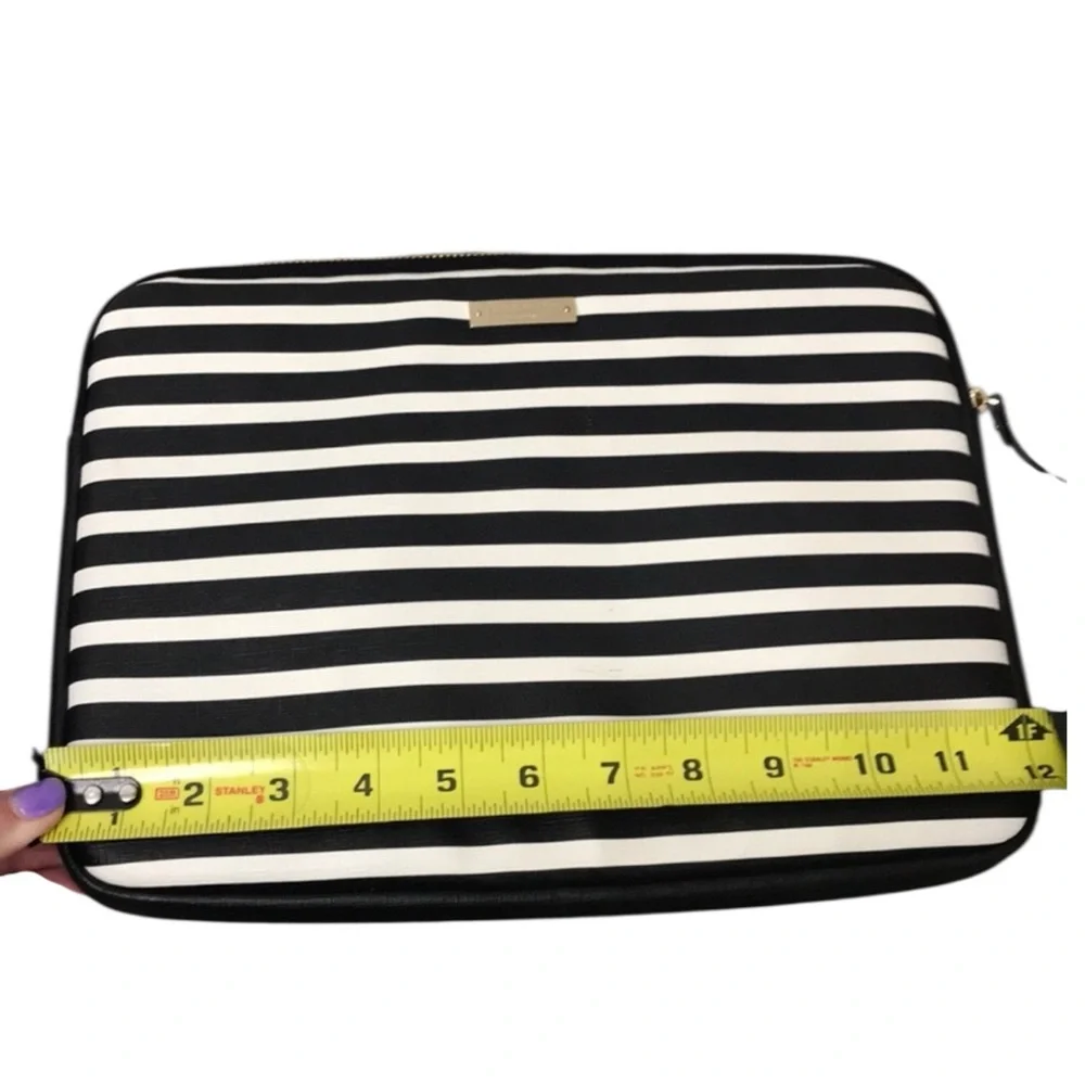 KATE SPADE NEW YORK Nautical Black/White Striped Laptop / Tablet Sleeve --Raina